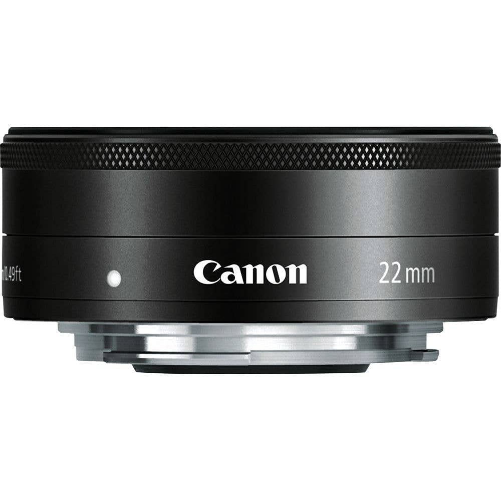 Canon F2 STM prime compatible with mirrorless EF-M22mm wide-angle lens, cameras, black.