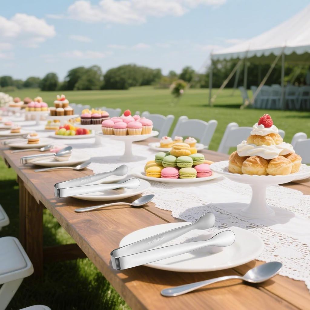 6Pcs Silver Mini Sugger Tongs Small Tongs,Charcuterie Boards Accessories Serving Trays for Tea Parties,Coffee Breaks,or Any Social Gathering.