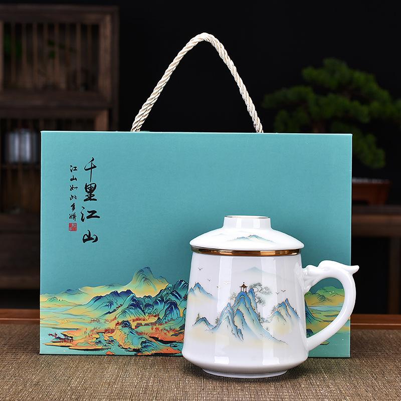 Керамическая чашка для чая, деловой партнер, подарок для руки, офисная чашка для воды, три чашки, подарок на открытие, чашка, банка, подарочная коробка, China-Chic