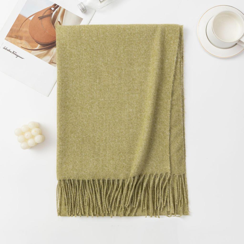 Solid Color Imitation Cashmere Scarf with Tassels - Unisex Winter Shawl