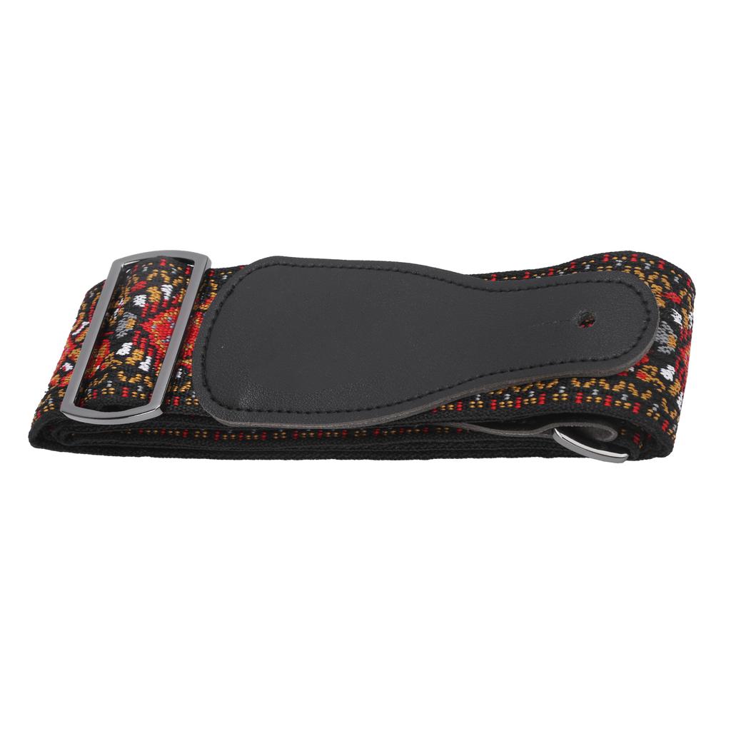 Гитарный ремень на плечо с вышивкой из зернистой кожи, регулируемый аксессуар для акустической, электро- и фолк-гитары, красно-черный