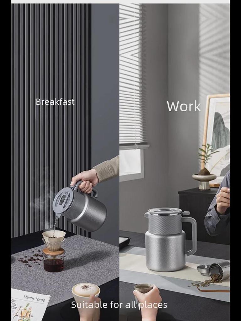 High-Grade Titanium Insulated Teapot, 1500ml, Stylish Design for Old White Tea Brewing