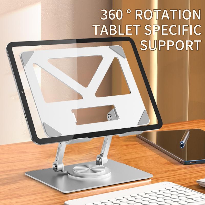 360° Rotating Tablet Steel Stand Desktop Heightening Folding Painting Suitable for Notebook Tablet Learning Machine Stand