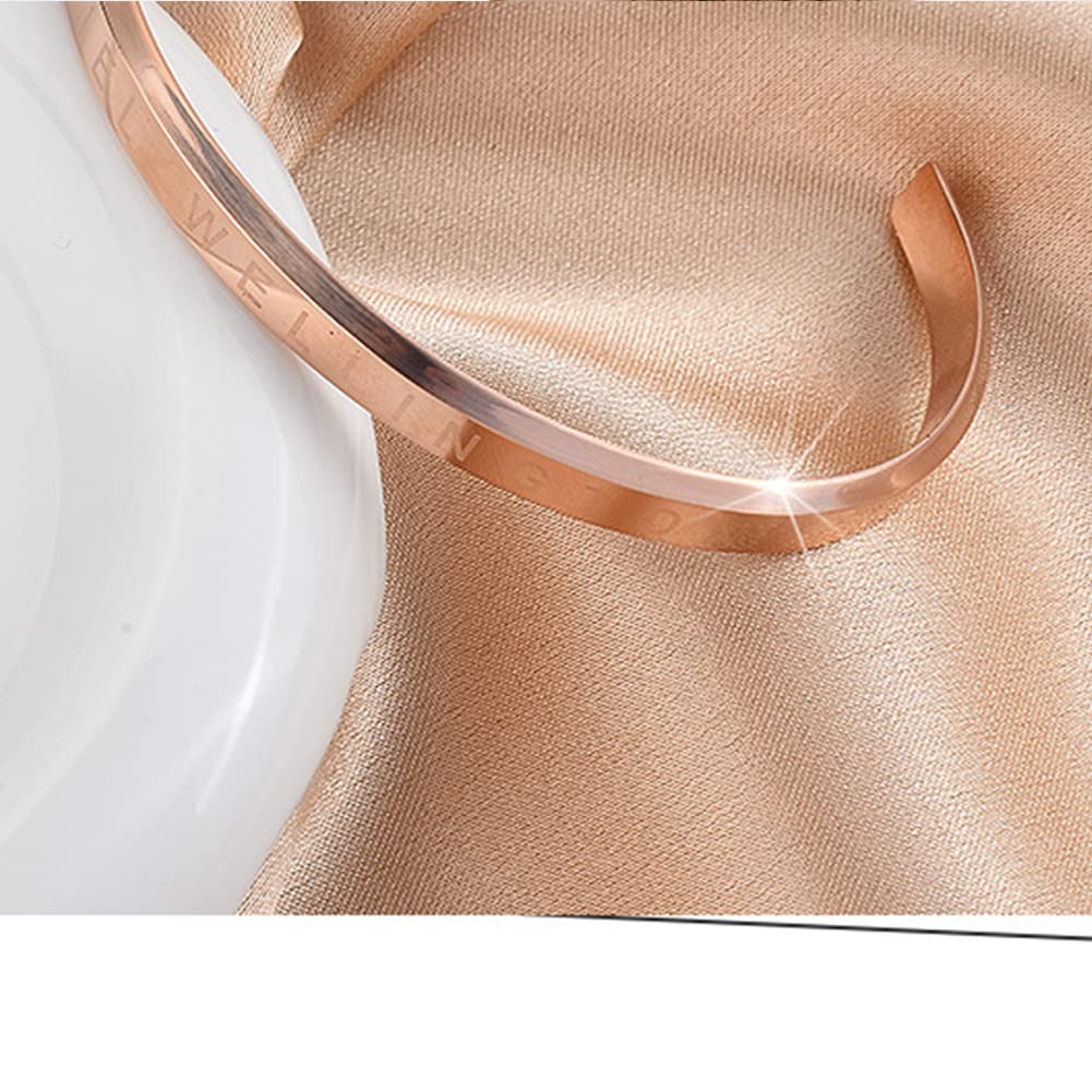 Браслет для розового английского, аксессуары, женский, свободный размер, золото, простой, гравированный, браслет-манжета C-образной формы, толстый, браслет, титан, гипоаллергенный, женский,