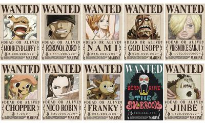 ONE PIECE Официальный настенный плакат о розыске, сделано 42 см x Набор стикеров с шляпой, Япония, 29,7 см (Пираты Соломенной Шляпы, 10)