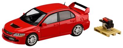 HJ64 Mitsubishi Lancer Evolution 9 GSR с дисплеем двигателя, красная, готовая модель 1/64, литая,