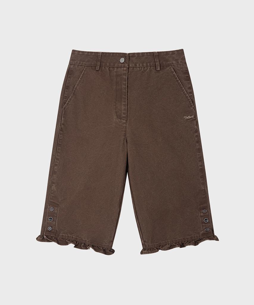 FALLETT Frill Capri Pants Brown