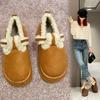Women Flats Fur Cotton Slippers Platform Winter Warm Mules Shoes 2024 New Designer Fad Flip Flops Short Plush Indoor Women Boots