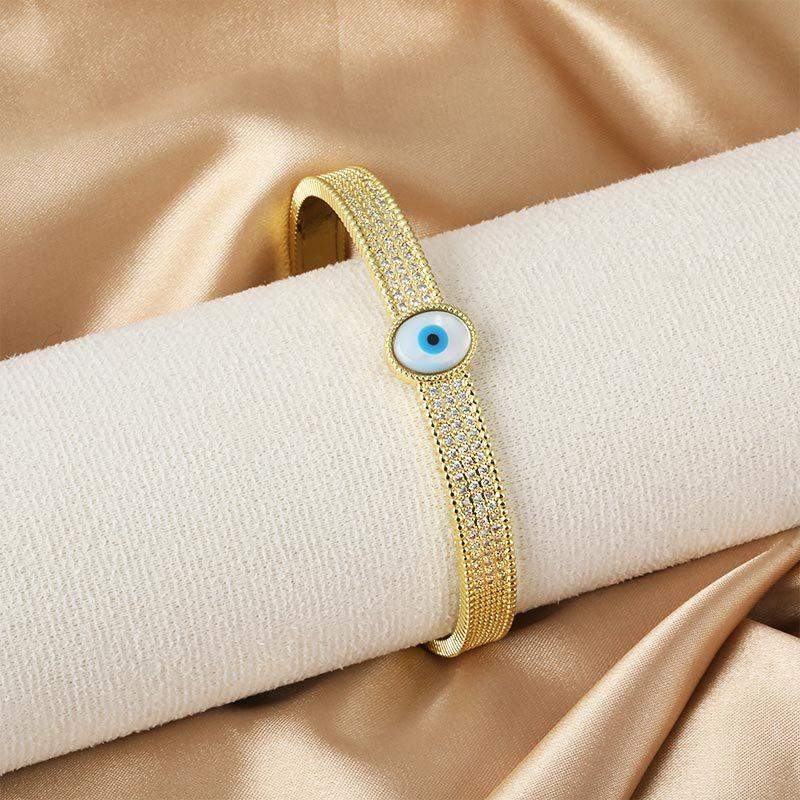 Micro Zircon Palm Geometric Ring Dripping Devil's Eye Open Ring Bracelet