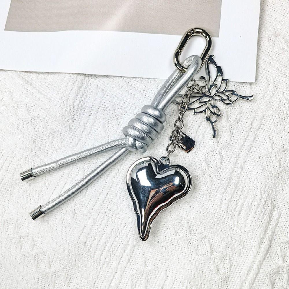 Butterfly Cartoon Girl Heart Keychain Anti-Lost Braided Rope Key Chain  Children Girl