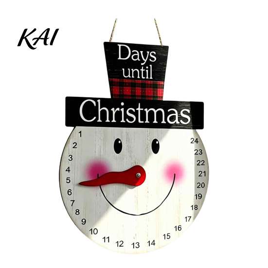 Holiday Interactive Countdown Christmas Calendar, Reusable Days Until Door Hanging Sign, Tree Date Tracker Vintage Round Wreath Hanger for Wall Decor
