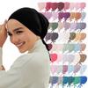 82 Colors Tie Back Undercaps Fashion Women Inner Hijab Muslim Cap Bonnet Plain Islamic Cotton Spandex Jersey DEW Underscarf
