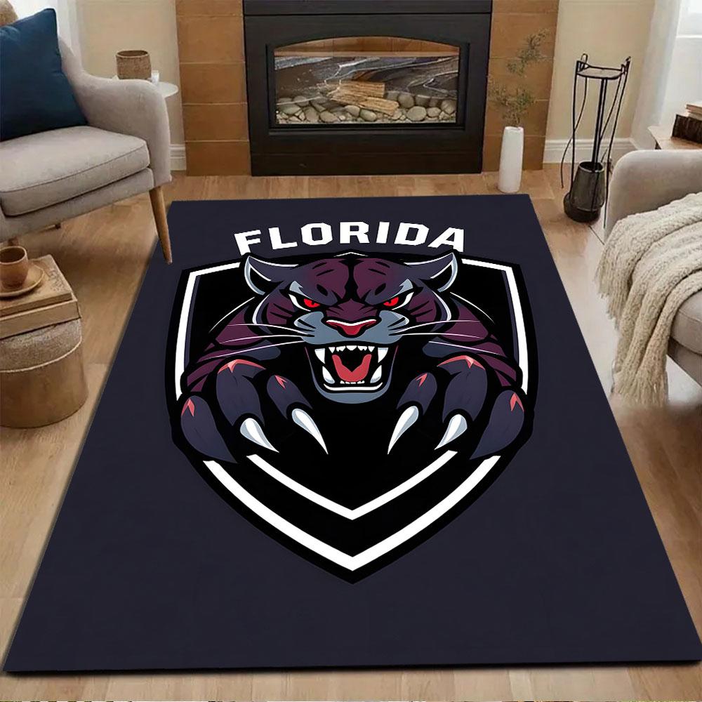Ferocious Panther Design Patterned carpet, non slip mat suitable for living room and bedroom sofas