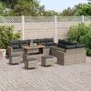 Ensemble de 14 Pièces de Canapés de Jardin avec Coussins Gris Rattan Poly Acacia, Ensemble de 4 Pièces de Salle à Manger 3365063