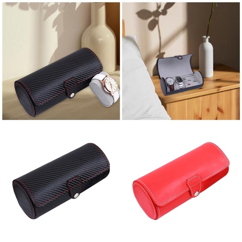 Дорожный чехол для часов, органайзер, аксессуар для мужчин, из ПУ кожи, держатель для дисплея с 3 слотами, элегантный плетеный узор