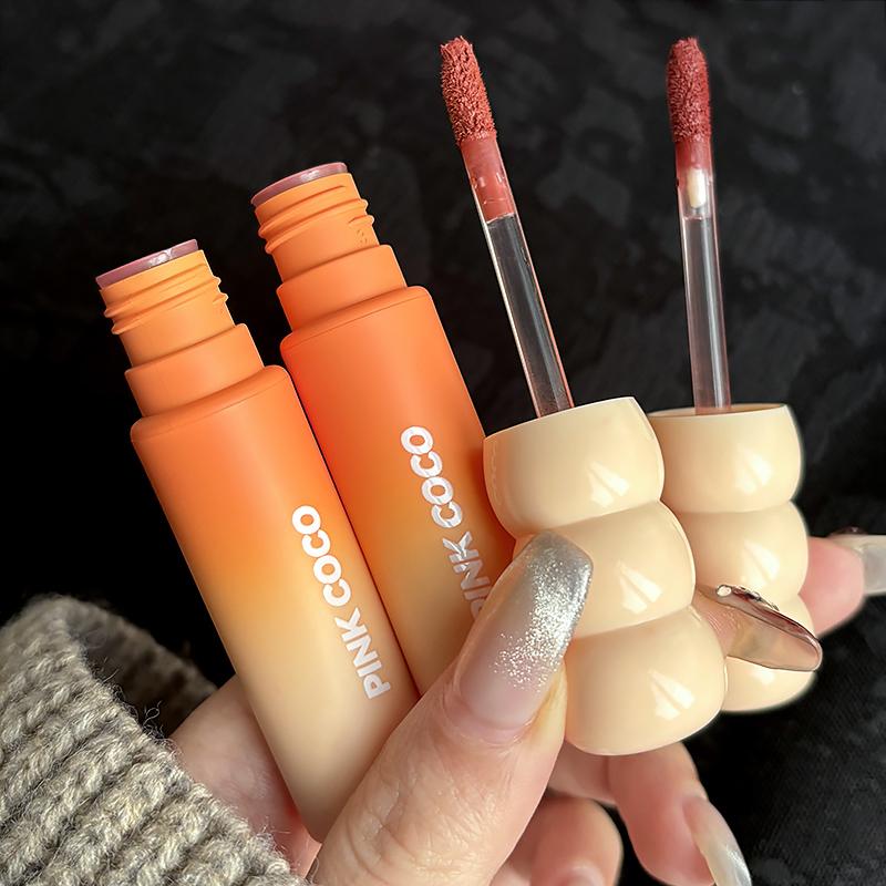 PINK COCO Закат Галактики Блеск для губ Матовый Матовый Вельветовая Грязь для губ Низконасыщенный Тон Осенний и Зимний Матовый Блеск для губ