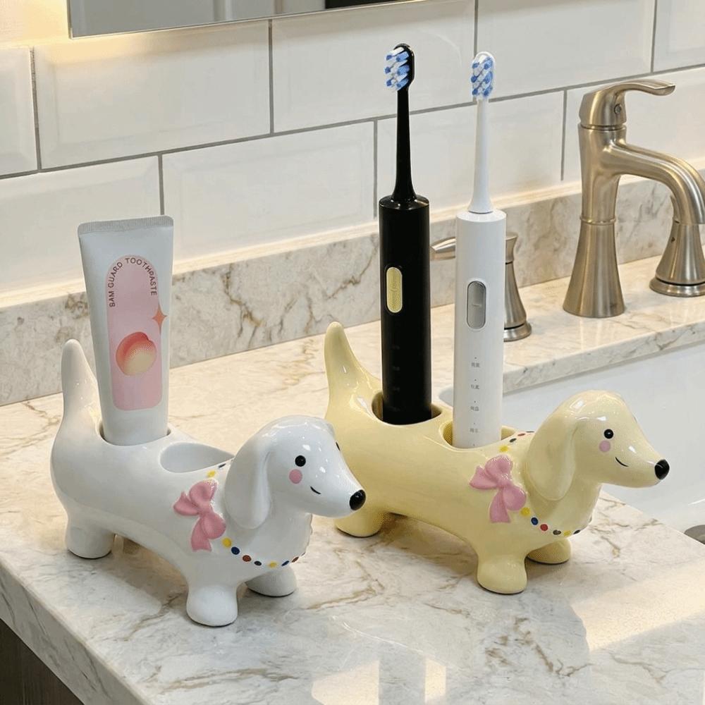 2 Slot Dachshund Toothbrush Holder Creative Electric Toothbrush Stand Bathroom Accessories