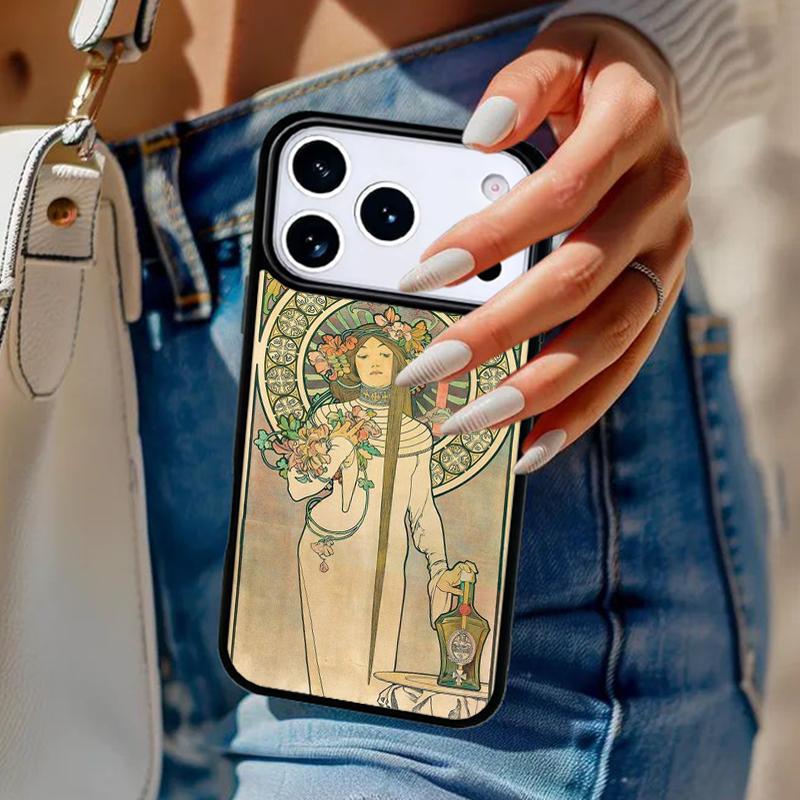 Alphonse Mucha Painted Phone Case For iPhone 17 Air 14 15 13 12 Max Cover For Apple 14 15 16 16e 11 Pro Max Plus Coque