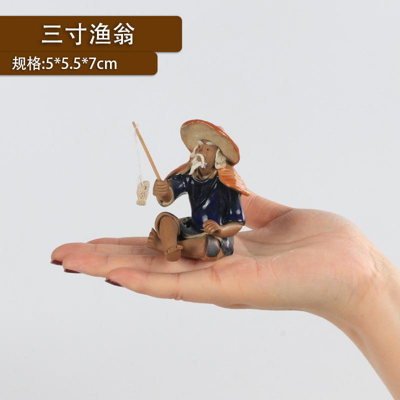 Jiang Taigong Fishing Ceramic Bonsai Rockery Decoration For Aquariums