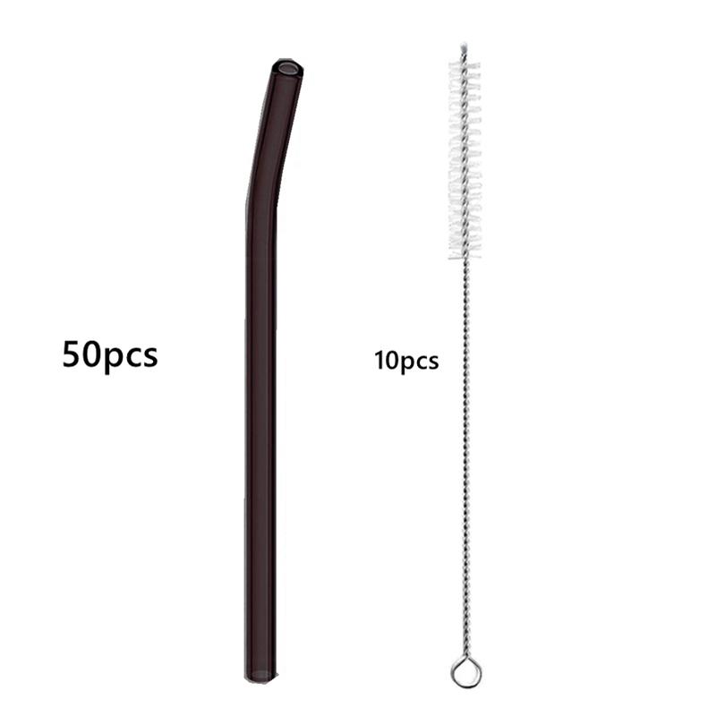 50 шт. разноцветных многоразовых стеклянных трубочек длиной 20 см. Экологичные трубочки для смузи, трубочки для коктейлей, принадлежности для напитков, барная посуда