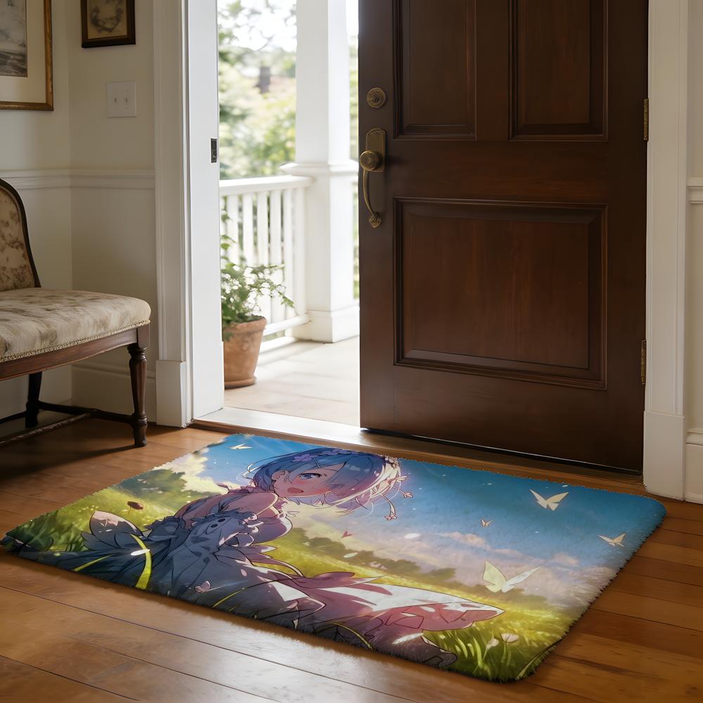Floor Mat Soft Flannel Rug Non Slip Absorbent Mat for Bathroom Bedroom Home Decor Anime RE ZERO Hanging Bohemian