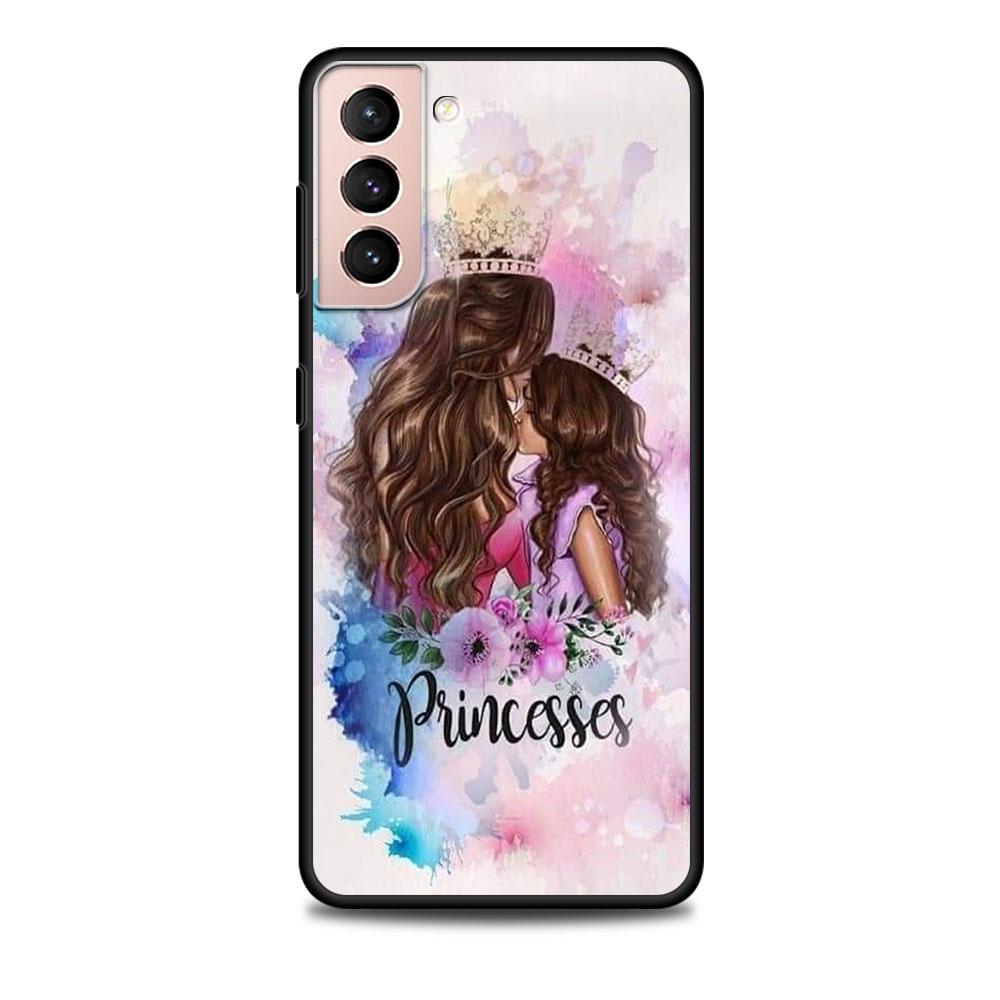 Мама и Девочка Мальчик Черный Чехол для Samsung Galaxy S23 S22 Ultra Чехлы S21 S20 FE S10 S9 S8 Plus S10e S7 Силиконовый Чехол для Телефона