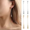 1 Pair Women Long Tassel Waterdrop Pendant Polished Solid Color Lightweight Hanging Earrings Prom