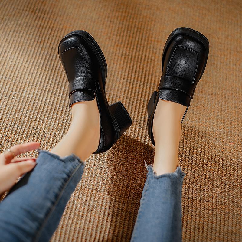 У Ю Инюй такие же туфли на толстом каблуке, коричневые универсальные туфли Мэри Джейн в ретро-стиле, одинарные туфли на высоком квадратном каблуке для женщин