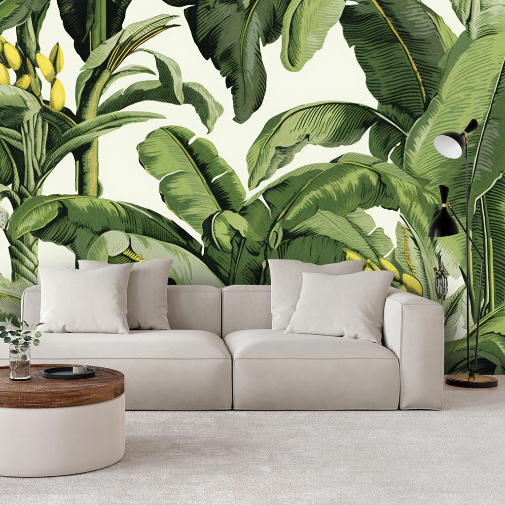 Wallpaper Green banana leaves