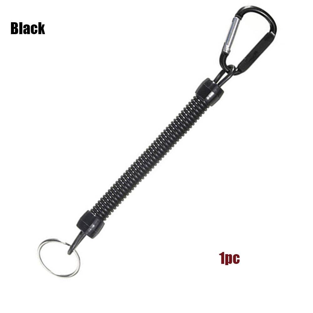 Camping Portable Fishing Lanyards Spring Elastic Rope Camping Carabiner Anti-lost Phone Keychain