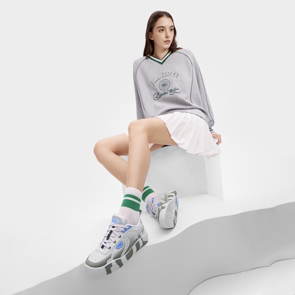 Fila Модные Универсальные Нескользящие Прочные Низкие Кеды Женские кроссовки Серый Белый F12W431201FVL