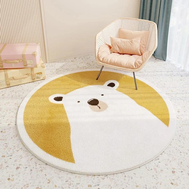 Cartoon Cute Carpets for Living Room Bedroom Decor Round Rugs Non-slip Chair Floor Mat Children's Room Bedside Carpet Study Rug