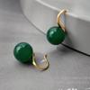 Elegant Green Agate Drop Earrings - Retro Chinese Style Luxury Jewelry