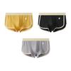 Men Boxer Underwear Mid-rise Elastic Waistband Color Shorts Ribbed Briefs U-convex Patchwork Panties Daily Wear