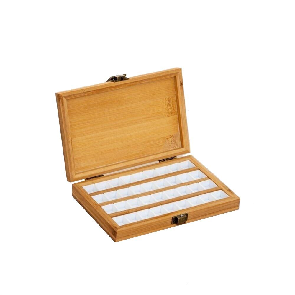 with Lid Watercolor Box Empty Bamboo Paint Storage Box New Paint Palette  Painting Art Supplies