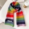 Женский зимний модный вязаный шерстяной шарф: Корейский полосатый дизайн, мягкий, модный, универсальный