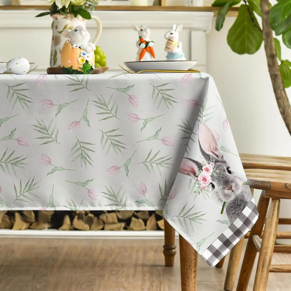 Пасхальный кролик цветы Буффало плед водонепроницаемые скатерти пасхальные украшения весенние цветы листья покрытие стола декор обеденного стола