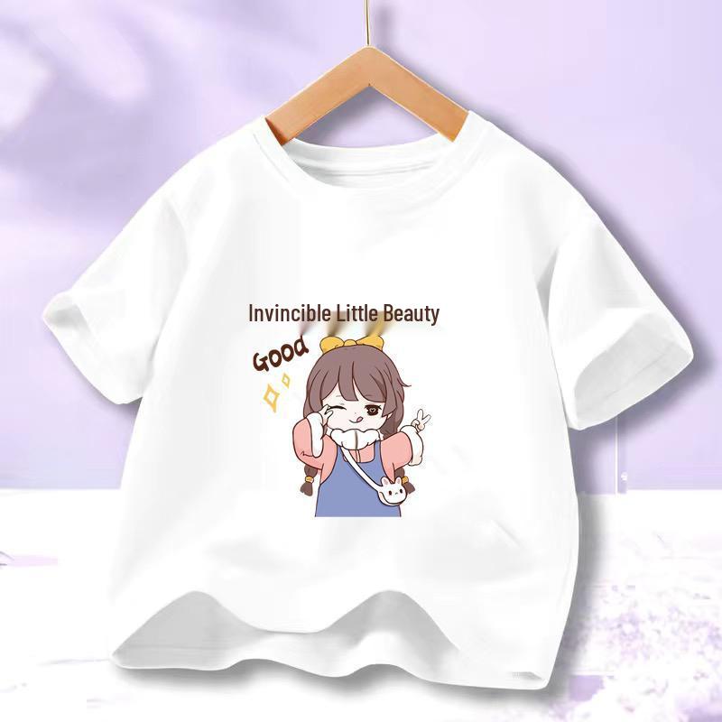 Girls' Anime Cartoon Short-Sleeve Cotton T-Shirt - Summer 2023 Trend