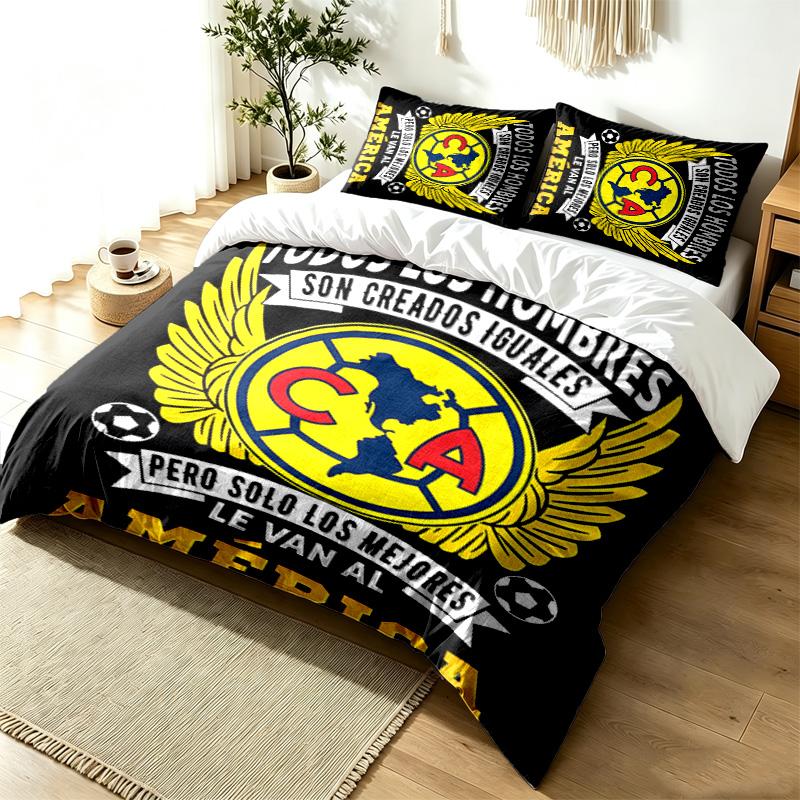 Club America 3pc Duvet Cover Set Simple Modern Bedding Set Wrinkle Resistant Soft Fabric All Season Use a perfect gift
