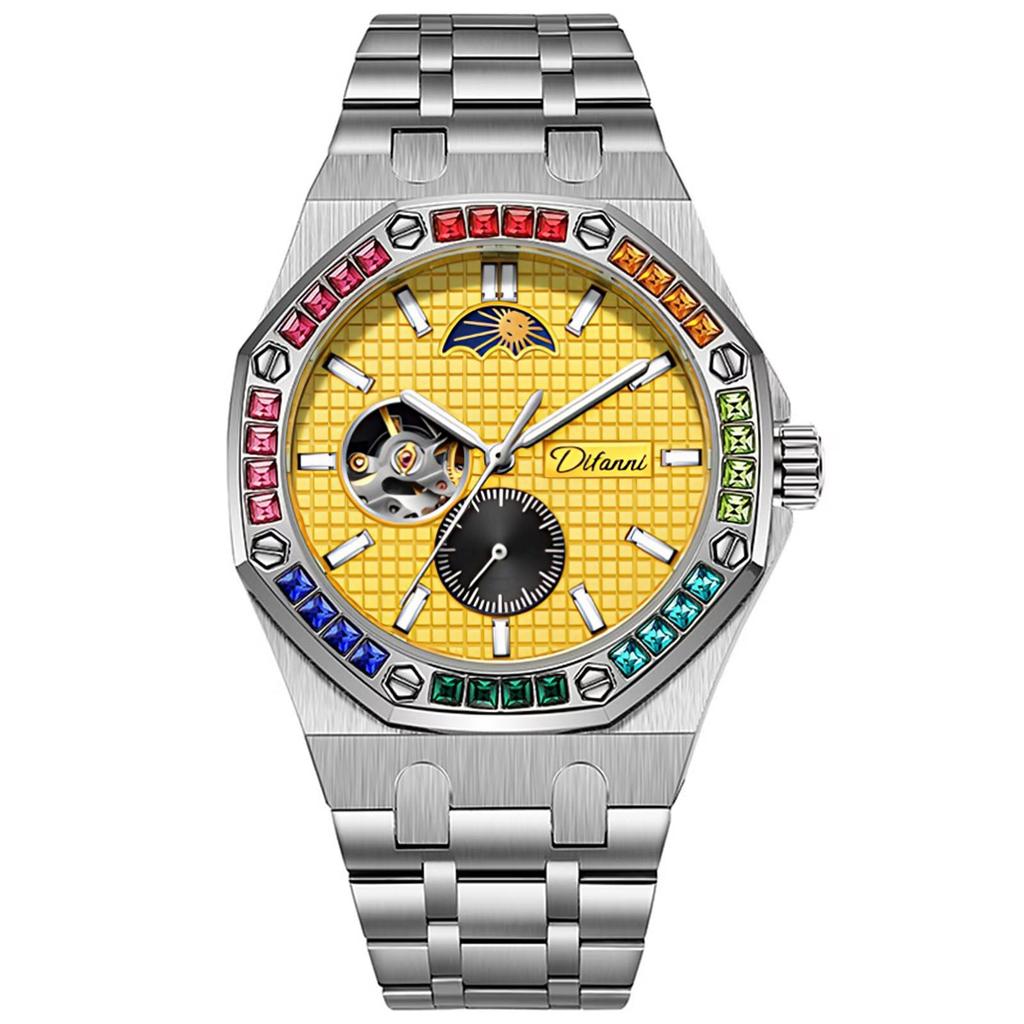 Fashion New Luxury Mechanical Watches Rainbow Drill Hollow Design Fully Automatic Mechanical Automatic Watch