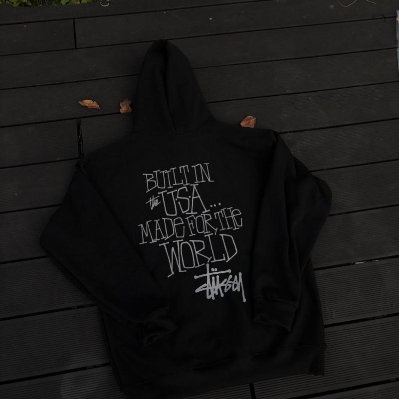 Mens Oversized Hooded Sweatshirt 450g Heavyweight Cotton Fleece Long Sleeve Streetwear Print Top