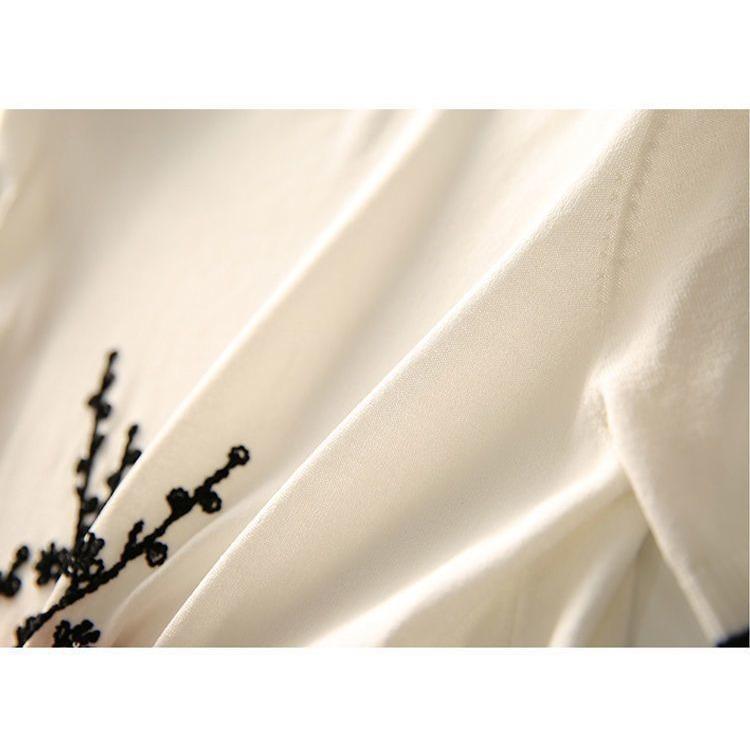 Женская вышитая футболка с короткими рукавами из ледяного шелка, летняя, новая, стильная, с круглым вырезом, тонкая футболка