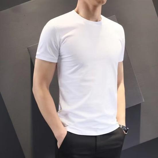 Men Summer T-shirt Solid Color O Neck Short Sleeves Soft Breathable Slim Fit Pullover Sports Business Casual Men Office Top
