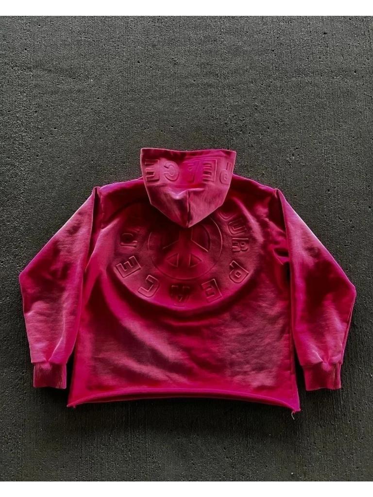 Fashion Harajuku Trend Hoodie Retro Alphabet Embroidery Hoodie Men Y2k Goth Coat Casual Loose Sweatshirt Hoodies