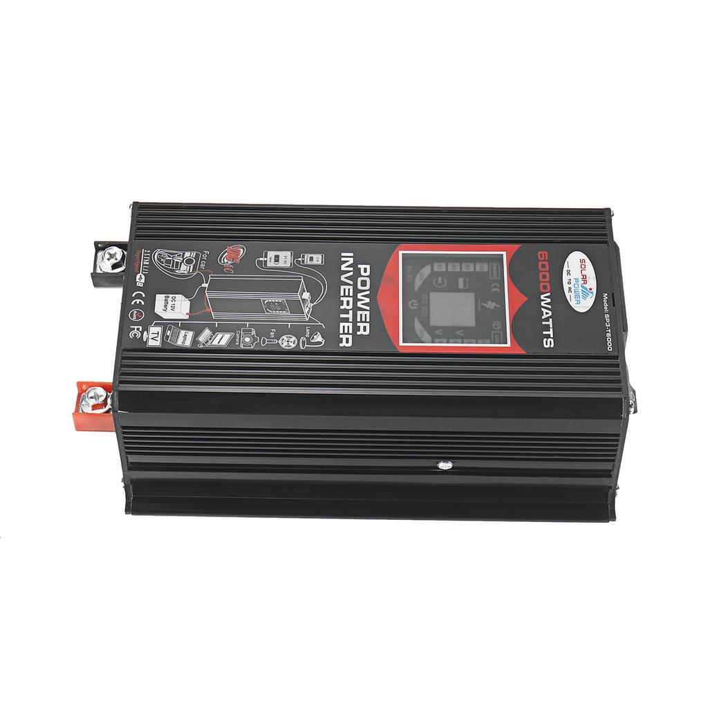 Автомобильный инвертор солнечной энергии 6000 Вт 4000 Вт 12 В постоянного тока в 220 В переменного тока/110 В автомобильный преобразователь с двойным USB-портом 2,4 А и интеллектуальным ЖК-дисплеем