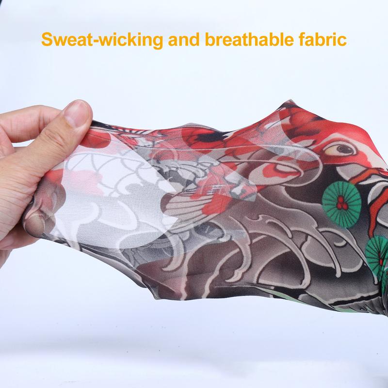 1 Pair Tattoo Arm Sleeves Men Driving Crane Motorcycle Cooling Ultra-Thin UV Protection Breathable Fishing Cycling Arm Sleeves