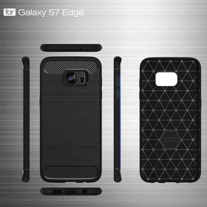 Coque de Protection - Samsung - Galaxy S7 Edge - Silicone TPU - Anti-rayures - Fibre de Carbone