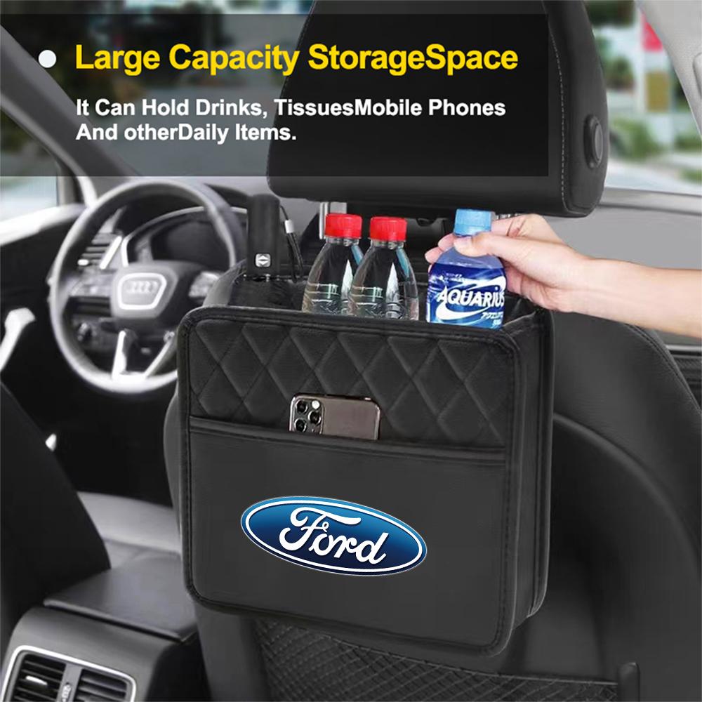 CMOC6 For Ford Mk7 Mustang Fiesta Mondeo Explorer Edge ST Racing Kuga Car Seat Back Storage Bag Tablet Phone Drink Snack Organizer Box