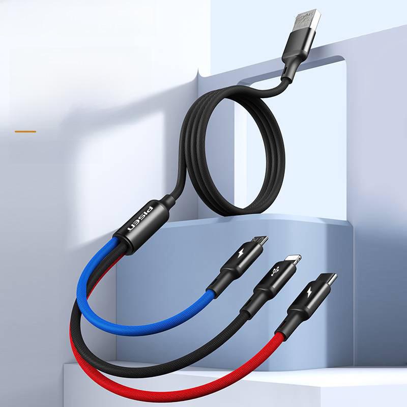 Кабель PISEN 3-в-1 для быстрой зарядки - Совместим с устройствами Apple, Huawei, Android, Type-C