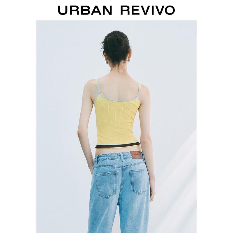 Женский вязаный топ-ками на бретелях UR 2025 с цветными блоками UYL950077